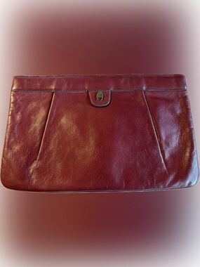 Vintage Etienne Aigner Leather Clutch Burgundy Oxblood Patina Classic